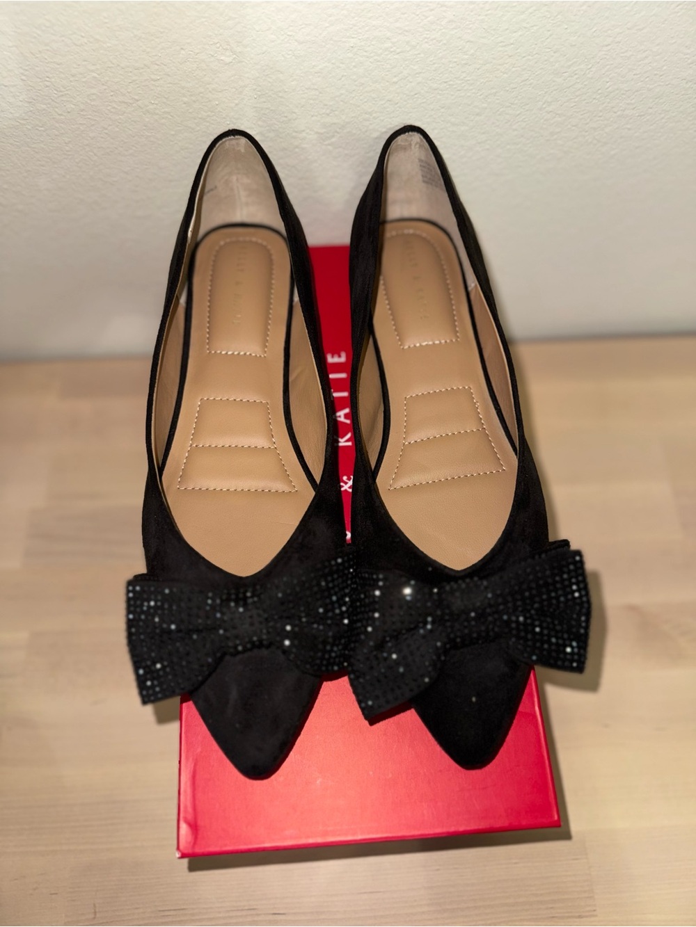 Kelly & Katie Amora Black Bow-Embellished Women's Flats